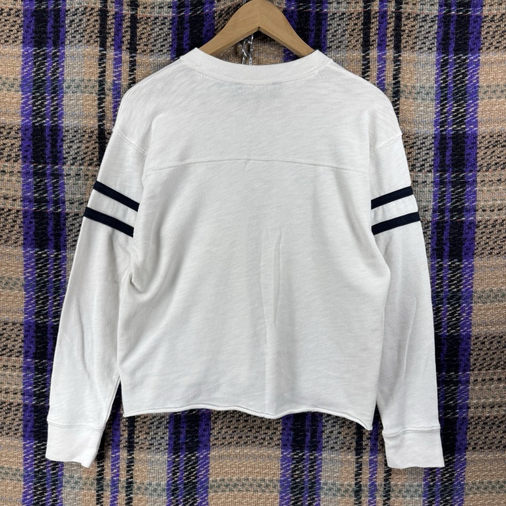 Abercrombie & Fitch Womens Small White V Neck Long Sleeve A&F Tiger Graphic Top - Picture 2 of 5